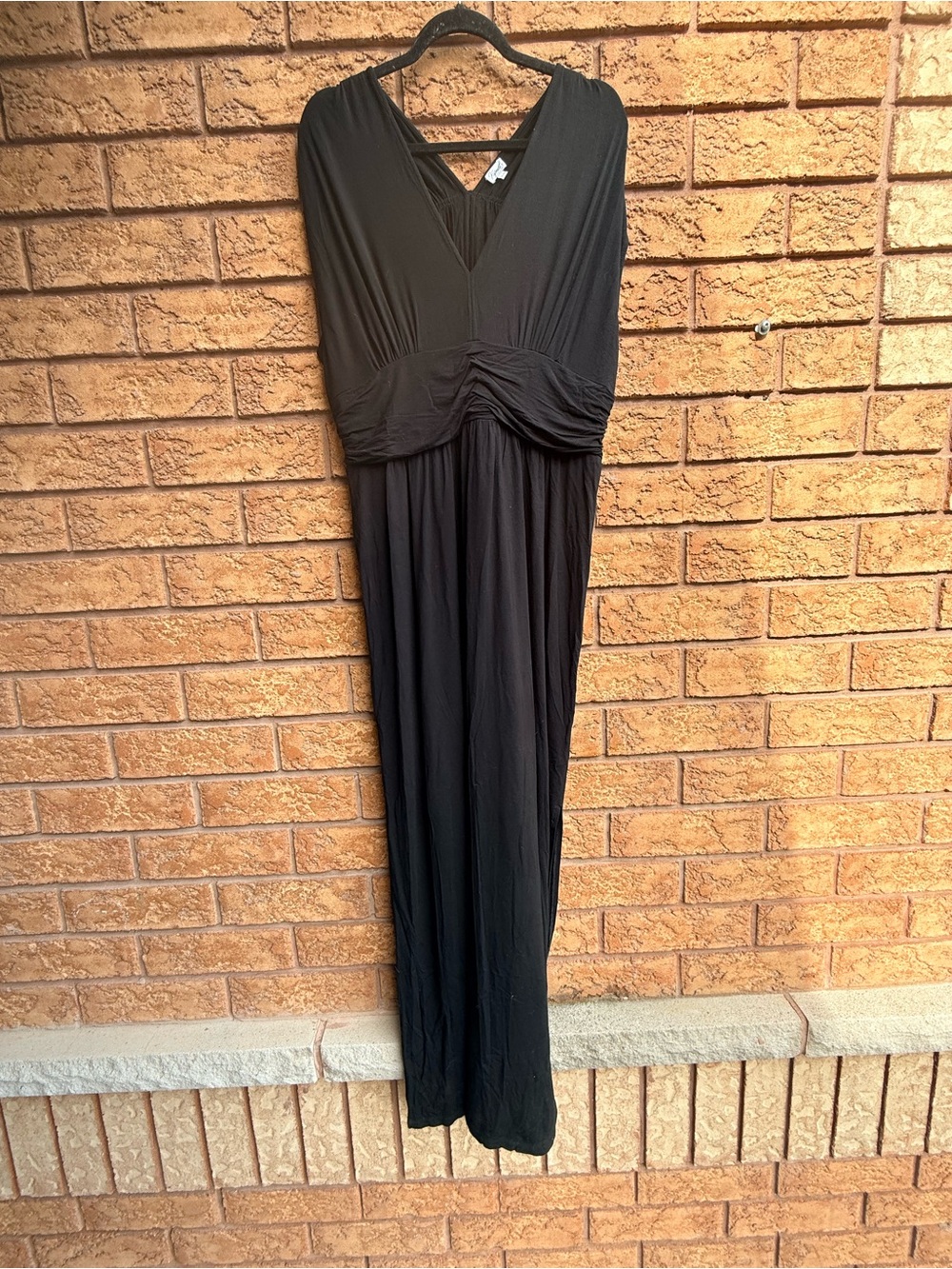 Kismet Sleeveless Black Ruched Empire Waist Maxi Dress